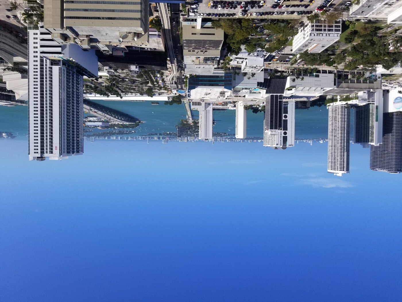 Panoramic Biscayne Bay and downtown Miami view
